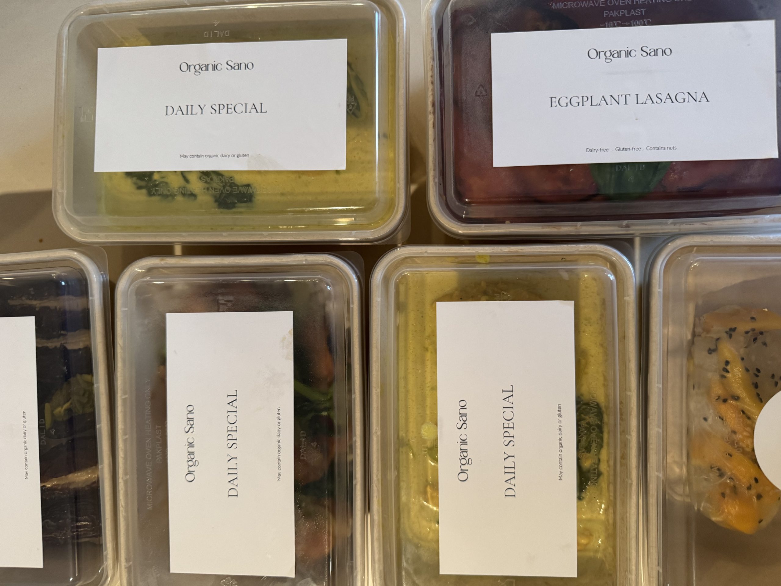 Organic Sano Daily Special and Eggplant Lasagna