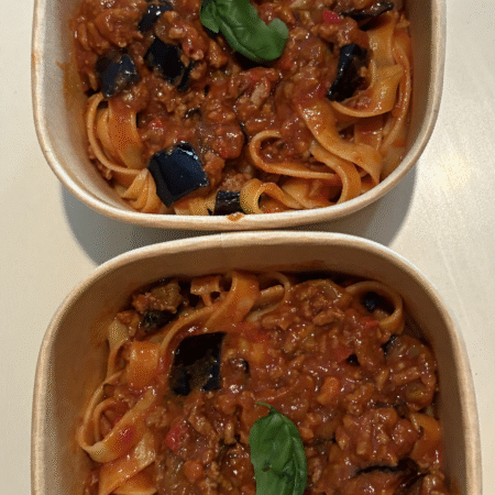 Eggplant, Beef & Chilli Pasta