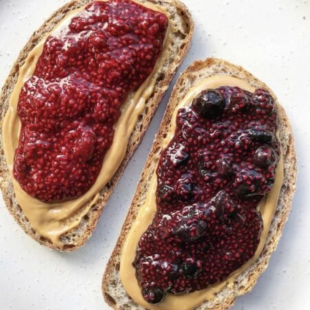 Blueberry Chia Jam & Vanilla Cashew Butter Toastie