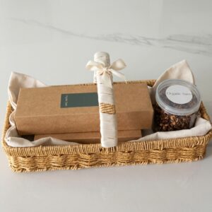 A Little Sano gift hamper by Organic Sano in a wicker basket