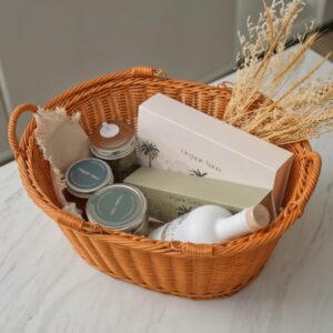 The Ultimate Sano Lover gift hamper by Organic Sano in a wicker basket