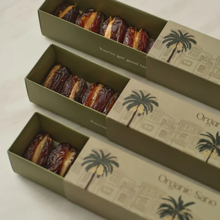 Stuffed dates in gift boxes